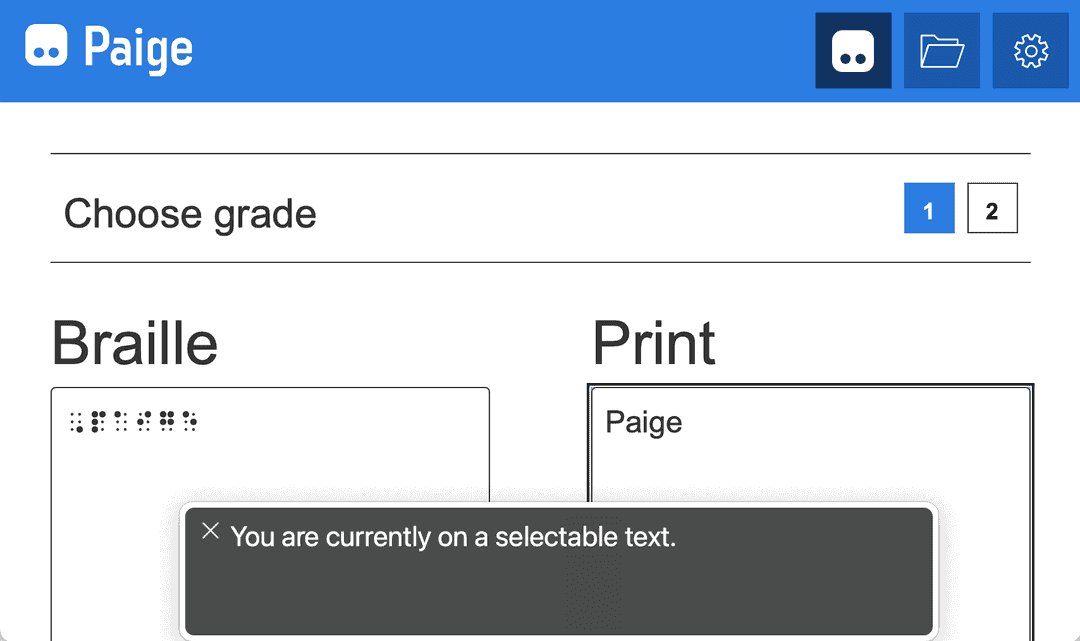 Screenshot of the Paige Connect web app open with the print output window selected.